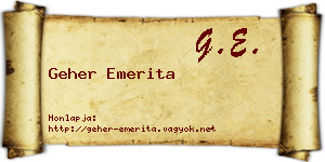Geher Emerita névjegykártya